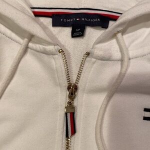 Tommy Hilfiger White Casual Gold Zip Hoodie- S